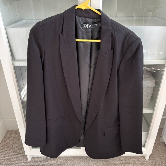 Zara Black Satin Effect Blazer | Sz Small - Picture 5 of 6